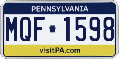 PA license plate MQF1598