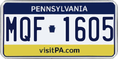 PA license plate MQF1605