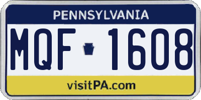 PA license plate MQF1608