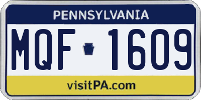 PA license plate MQF1609