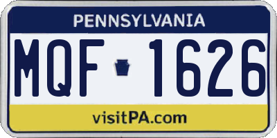 PA license plate MQF1626