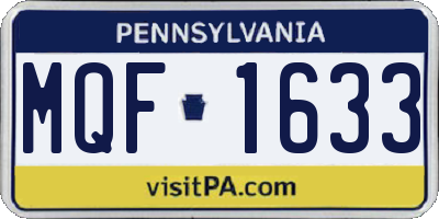 PA license plate MQF1633