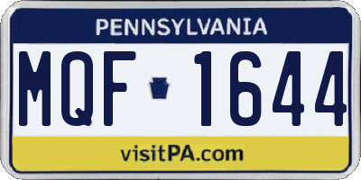 PA license plate MQF1644