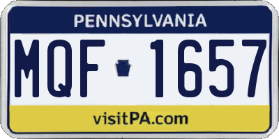 PA license plate MQF1657