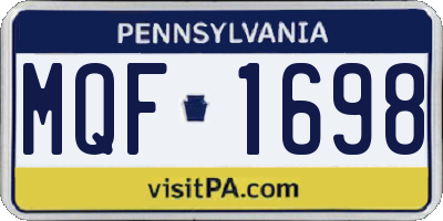 PA license plate MQF1698