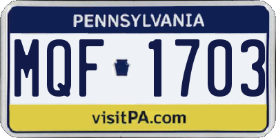PA license plate MQF1703