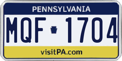 PA license plate MQF1704