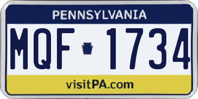 PA license plate MQF1734