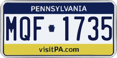 PA license plate MQF1735