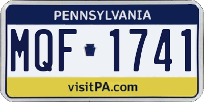 PA license plate MQF1741