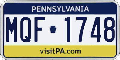 PA license plate MQF1748
