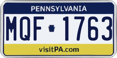 PA license plate MQF1763