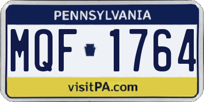 PA license plate MQF1764