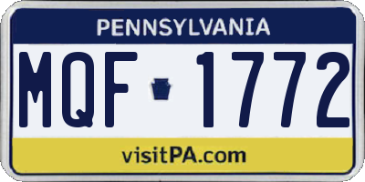 PA license plate MQF1772