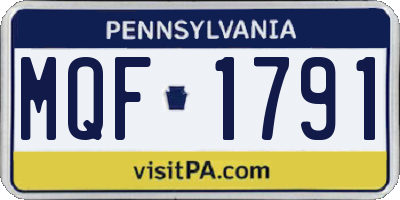 PA license plate MQF1791