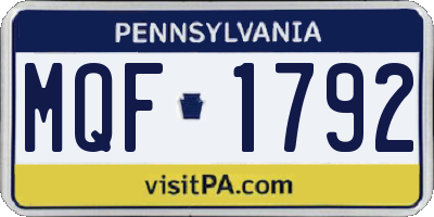 PA license plate MQF1792