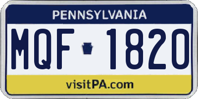 PA license plate MQF1820
