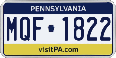 PA license plate MQF1822