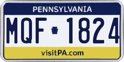 PA license plate MQF1824