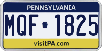 PA license plate MQF1825