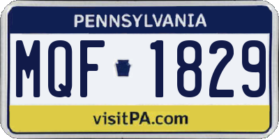PA license plate MQF1829