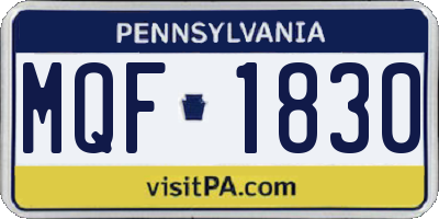 PA license plate MQF1830