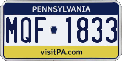 PA license plate MQF1833