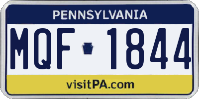 PA license plate MQF1844