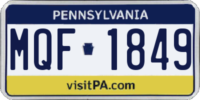 PA license plate MQF1849