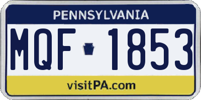 PA license plate MQF1853