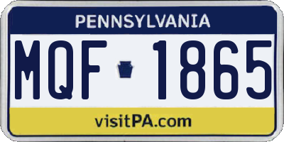 PA license plate MQF1865