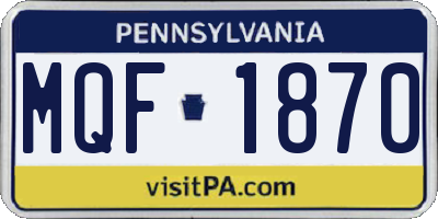 PA license plate MQF1870