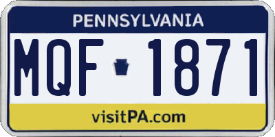 PA license plate MQF1871