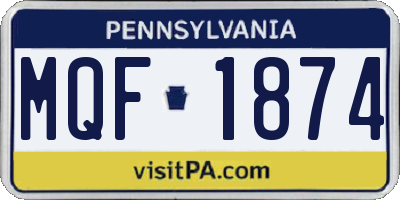 PA license plate MQF1874