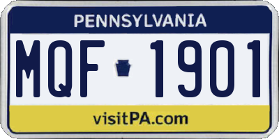 PA license plate MQF1901