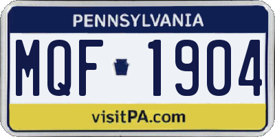 PA license plate MQF1904