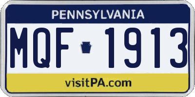 PA license plate MQF1913