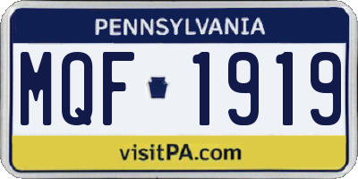 PA license plate MQF1919