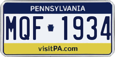PA license plate MQF1934