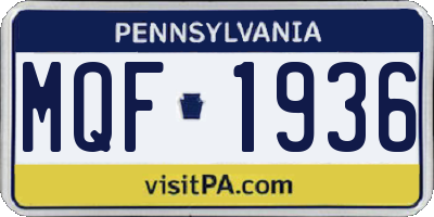 PA license plate MQF1936