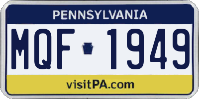 PA license plate MQF1949