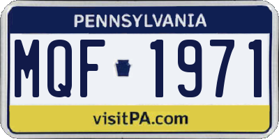PA license plate MQF1971