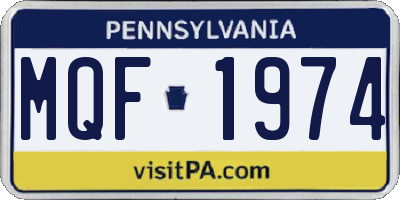 PA license plate MQF1974
