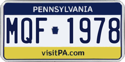 PA license plate MQF1978