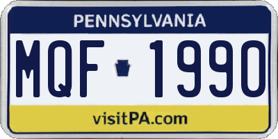 PA license plate MQF1990