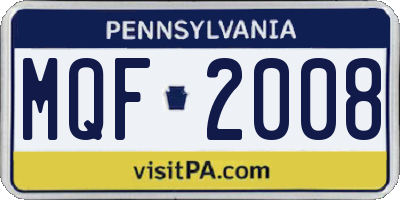 PA license plate MQF2008