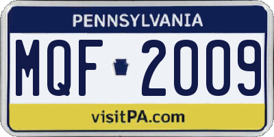 PA license plate MQF2009