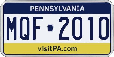 PA license plate MQF2010