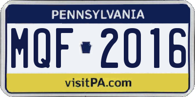 PA license plate MQF2016