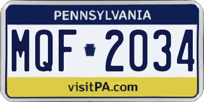 PA license plate MQF2034